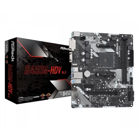 MOTHERBOARD AMD ASROCK B450M-HDV R4